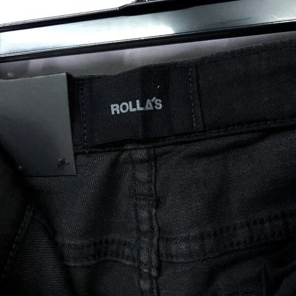 Rollas Stinger Skinny Fit Jeans Size 32x32 Distress Black Denim